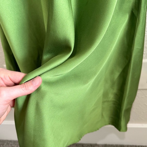 ASOS Design Satin Tie Front Size 4 Midi Dress Green Evening Lightweight Glam - Picture 15 of 15